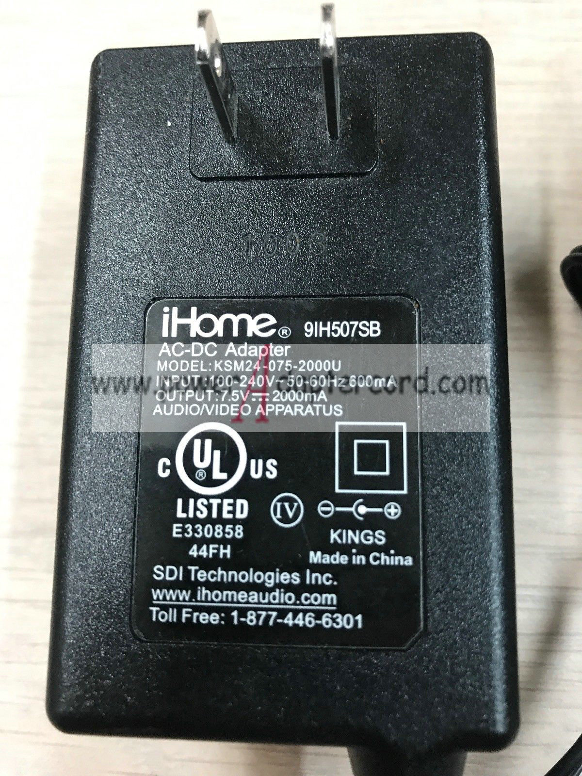 *Brand NEW*7.5V 2000mA AC Adapter iHOME KSS24_075_2500U Power Supply - Click Image to Close